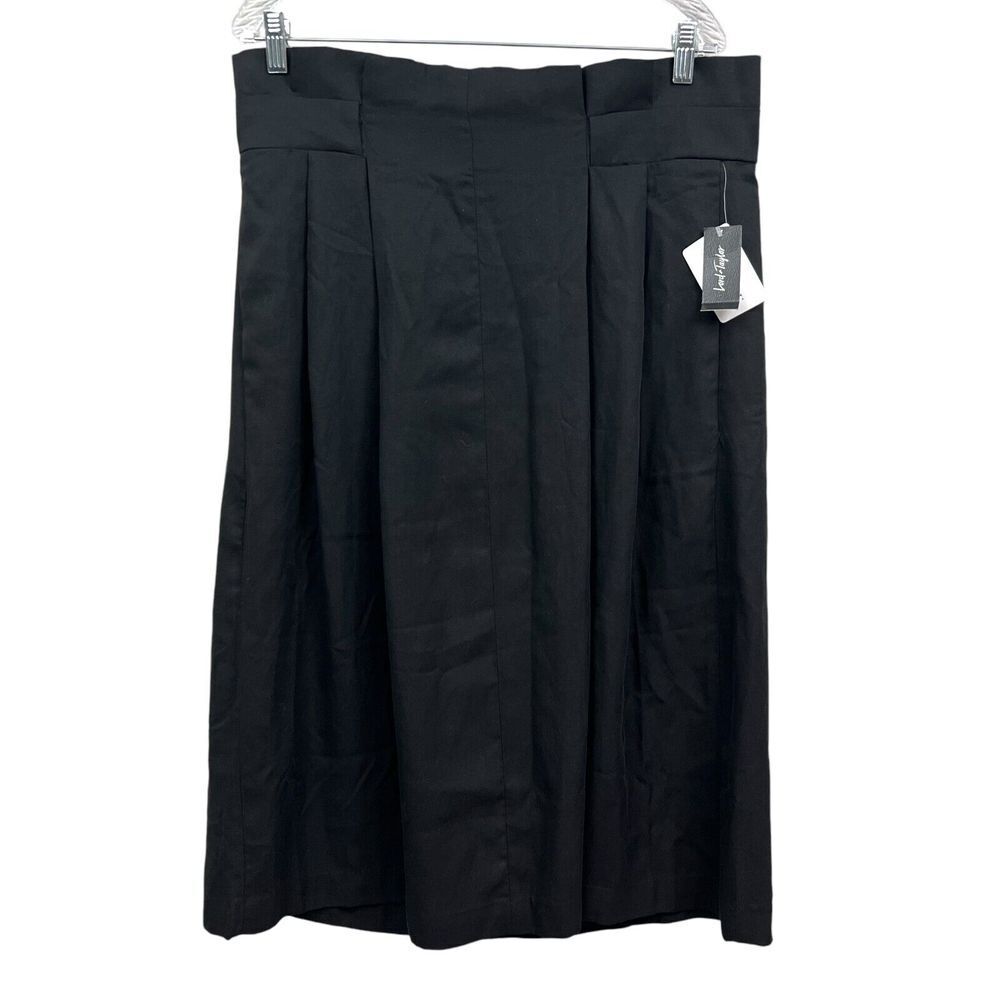 Lord & Taylor Women Skirt Ruffled Pleated Waist Slash Pockets Zip Black Size 12*